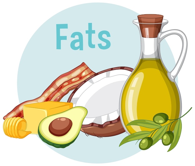 Free Vector variety of fat foods