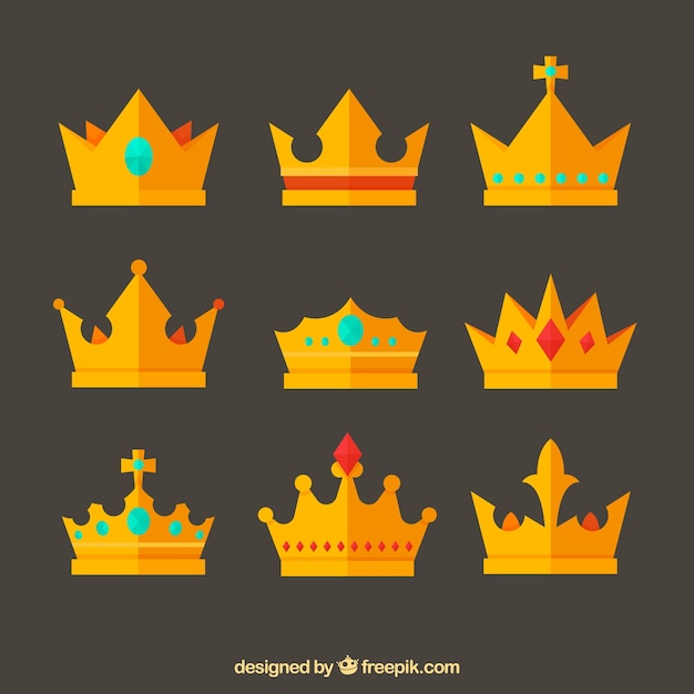 Variety of flat crowns with fantastic designs