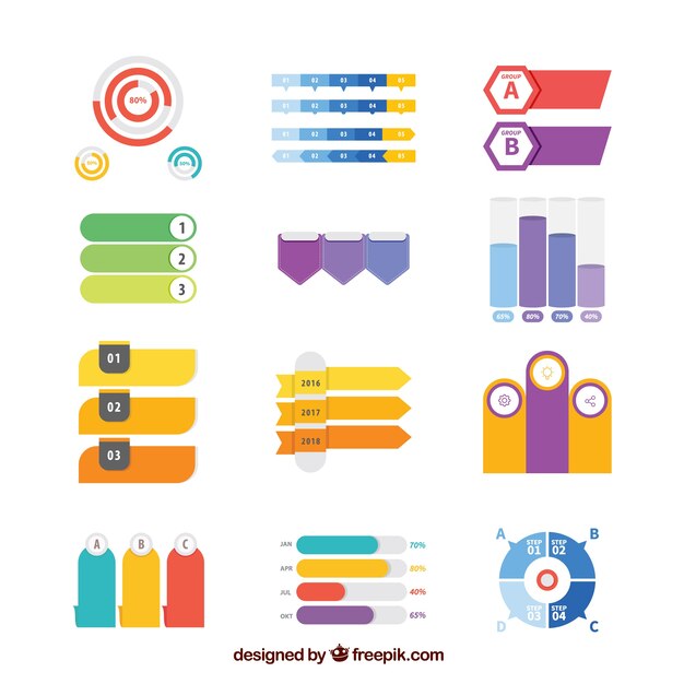 Variety of flat elements for infographics