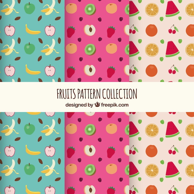 Free Vector variety of flat fruit patterns