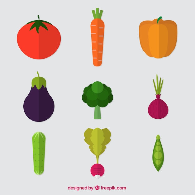 Free Vector variety of flat vegetables 