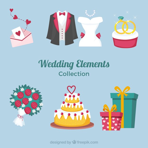 Variety of flat wedding elements