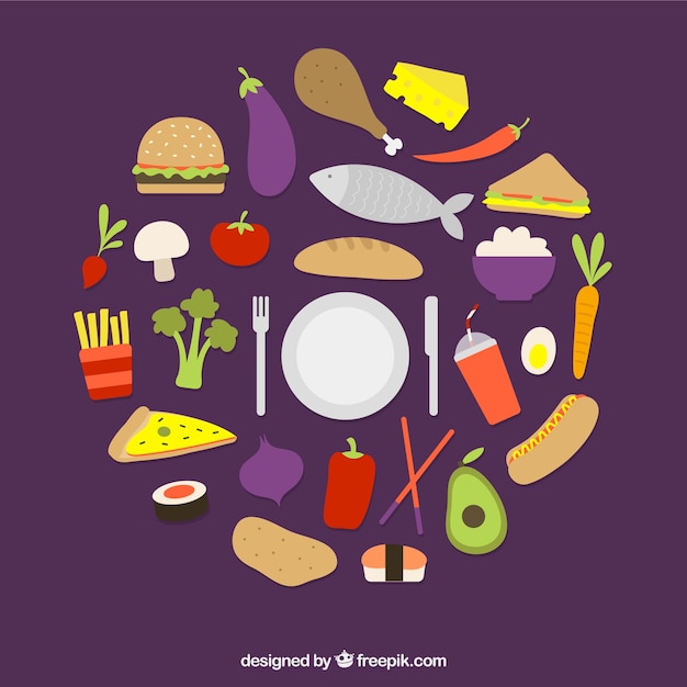 Free Vector variety of food