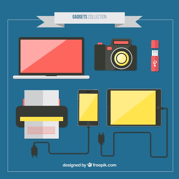 Free Vector variety of gadgets in flat design 