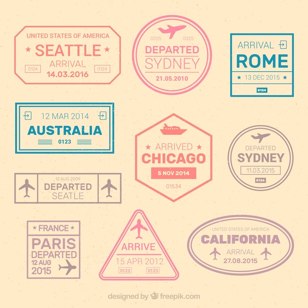 Variety of great city stickers in pastel colors