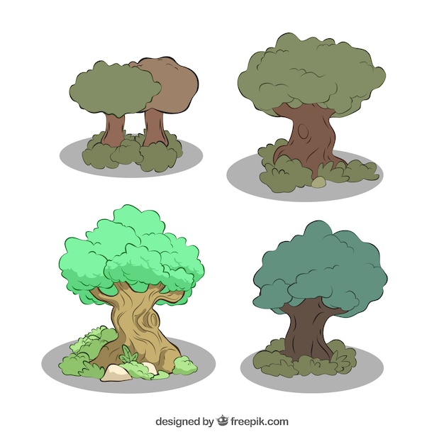 Free Vector variety of green trees