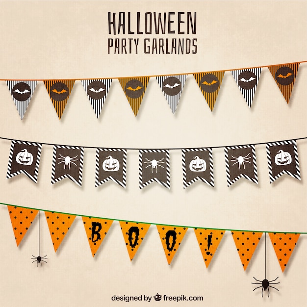 Free Vector variety of halloween party garlands