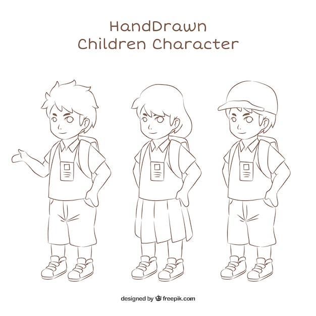 Variety of hand-drawn children