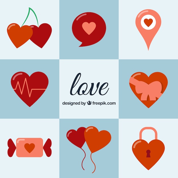 Variety of heart icons