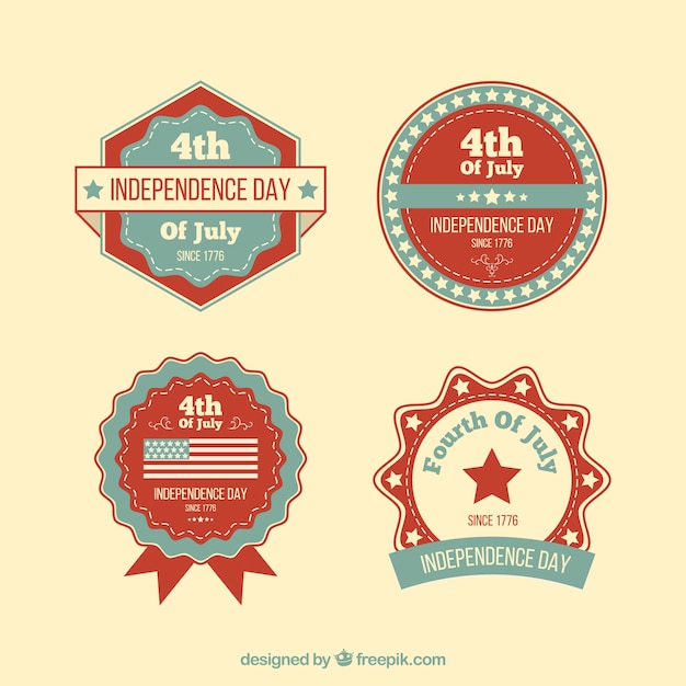 Variety of independence day stickers in retro style