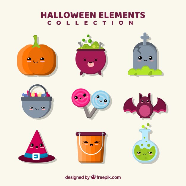 Variety of lovely halloween elements