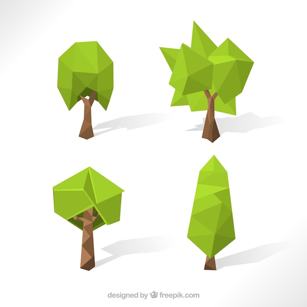 Free vector variety of low poly trees