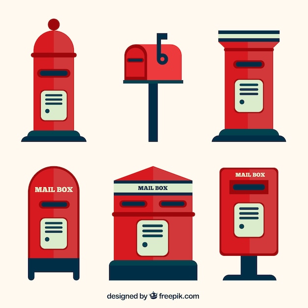 Variety of mailboxes in flat design