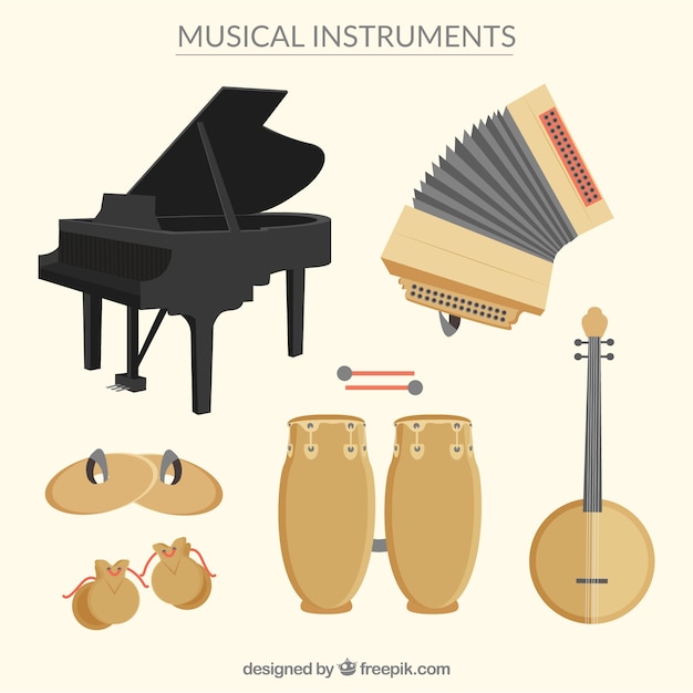 Variety of music instruments