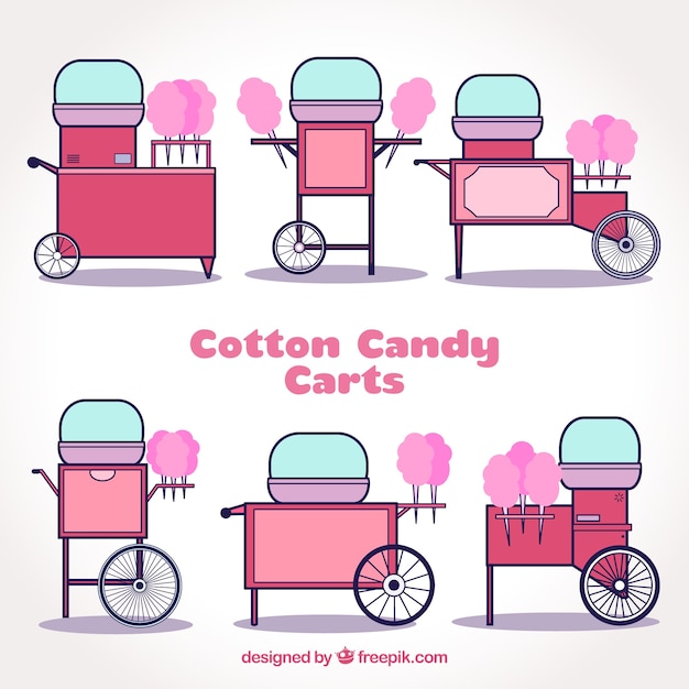 Free Vector variety of pink cotton candy carts