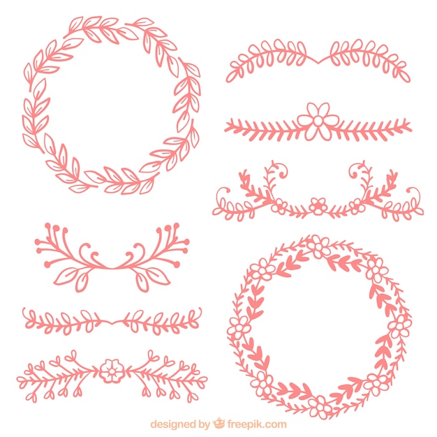 Free vector variety of pink floral decoration