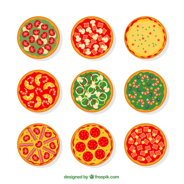 Free Vector variety of pizzas