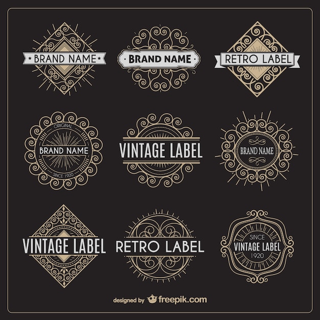 Free Vector variety of retro labels