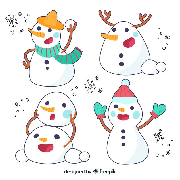 Variety of snowman postures collection