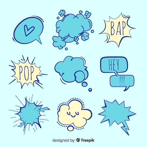 Variety of speech bubbles shapes with expressions