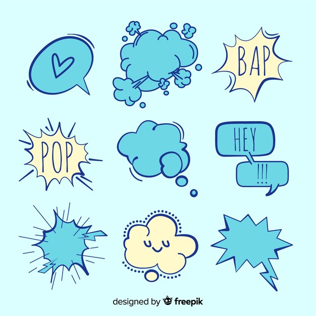 Variety of speech bubbles shapes with expressions