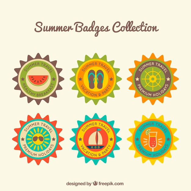 Free vector variety of summer badges