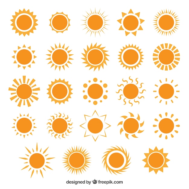 Free vector variety of sun icons