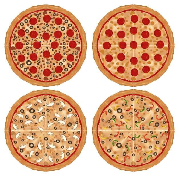 Free Vector variety of tasty pizzas vector illustration