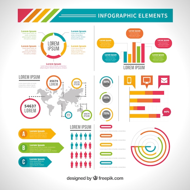 Variety of useful infographic elements in flat design