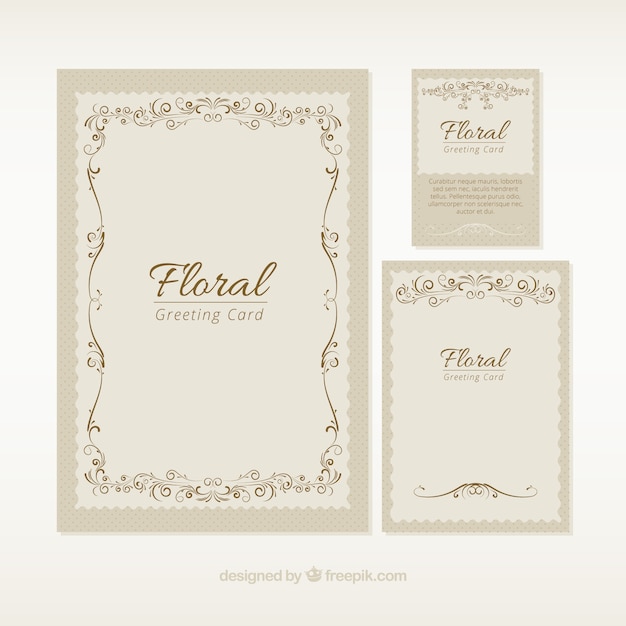 Free Vector variety of vintage floral greeting cards