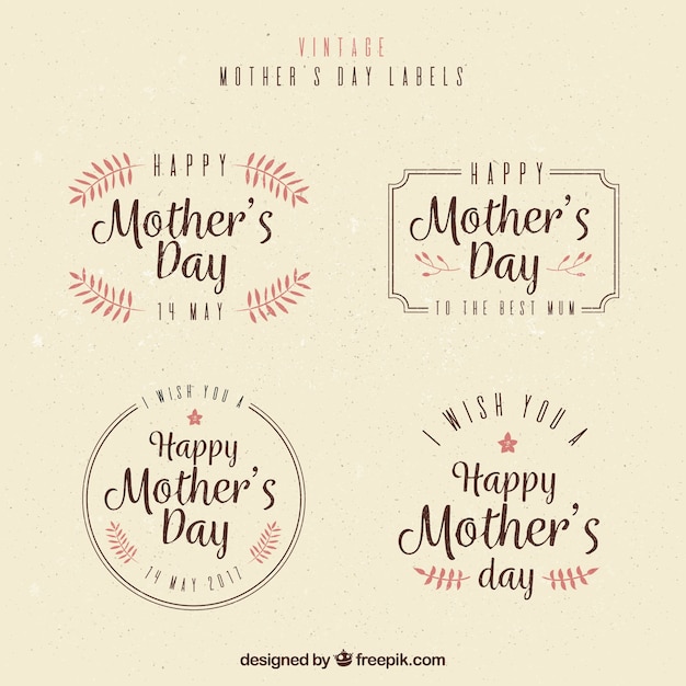 Free Vector variety of vintage mother's day labels