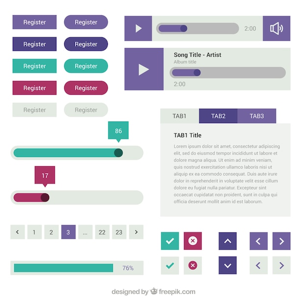 Free vector variety of web elements in flat design