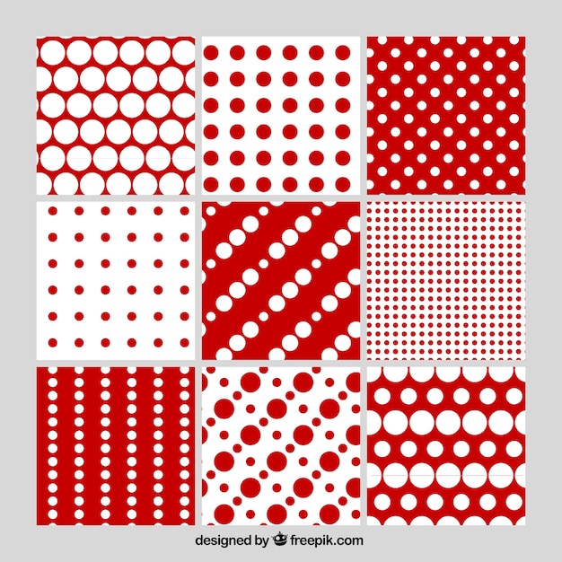 Free Vector variety of white and red circles patterns 