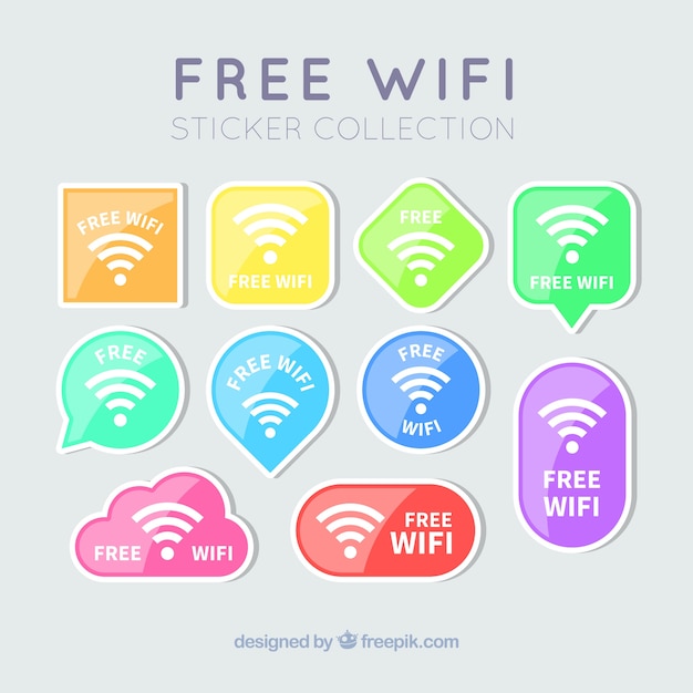 Free Vector variety of wifi stickers with different colors