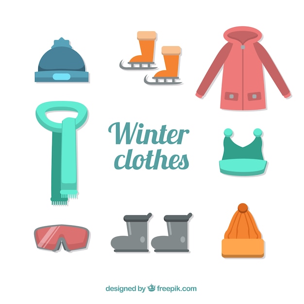 Free Vector variety of winter clothes