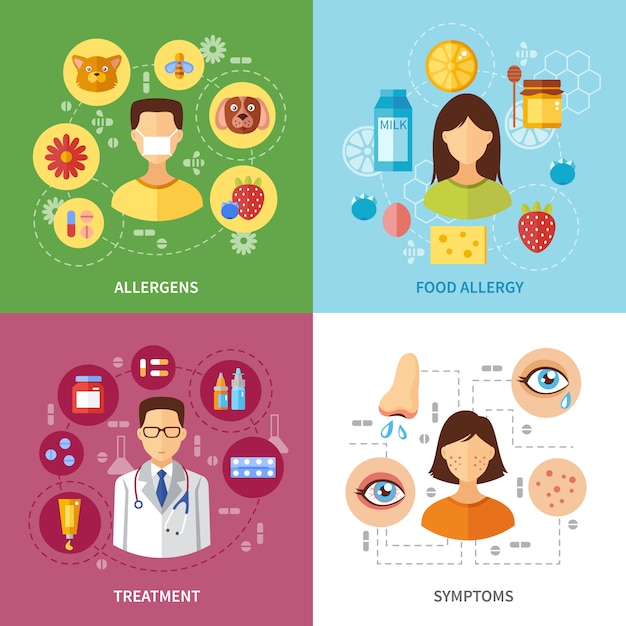 Free Vector various allergy types symptoms