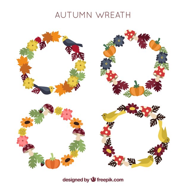 Various autumn floral wreaths