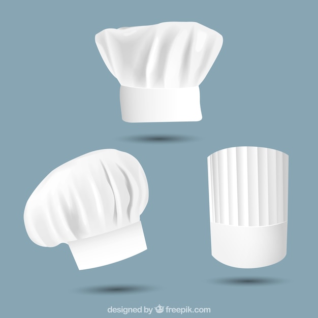 Various chef hats in realistic design