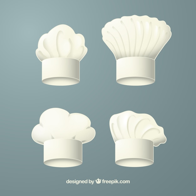 Free vector various chef hats in realistic design