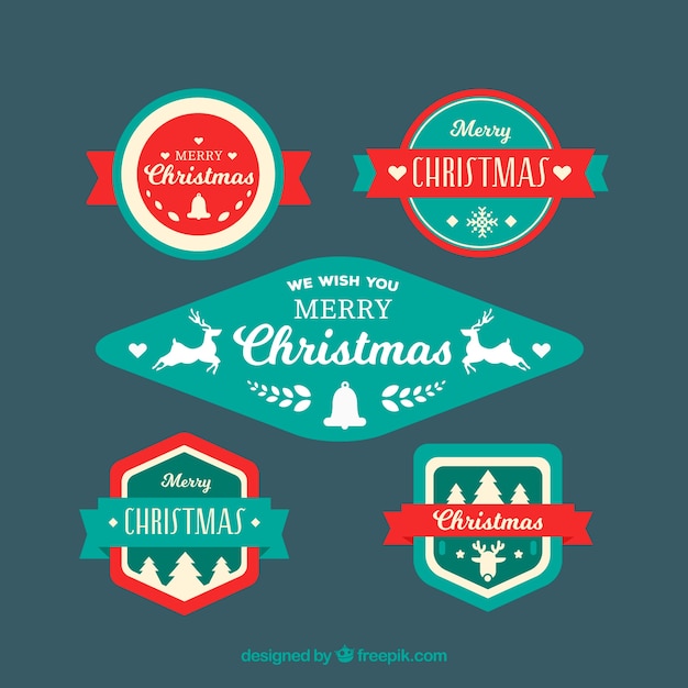 Free Vector various elegant retro christmas badges