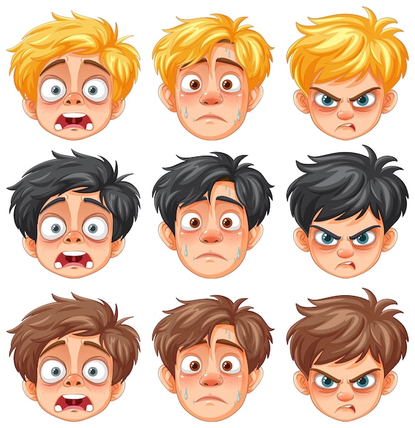 Various Emotional Expressions of Boys