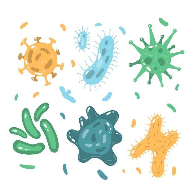 Free Vector various forms of pandemic virus hand drawn