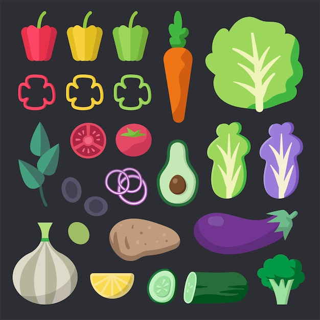 Free Vector various fresh organic vegetables vector pack