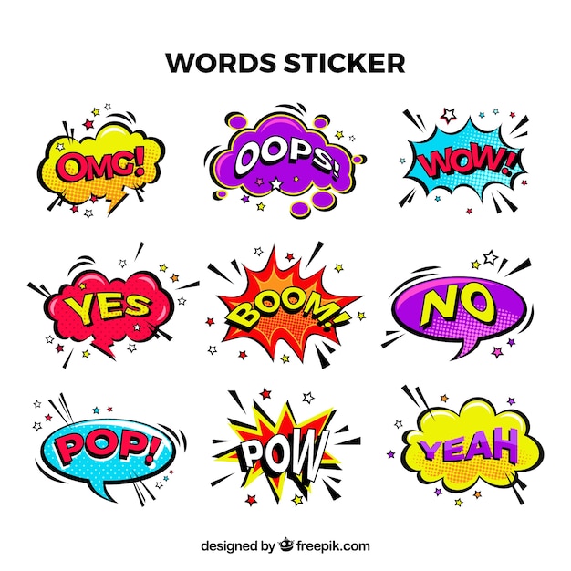 Free vector various funny decorative stickers