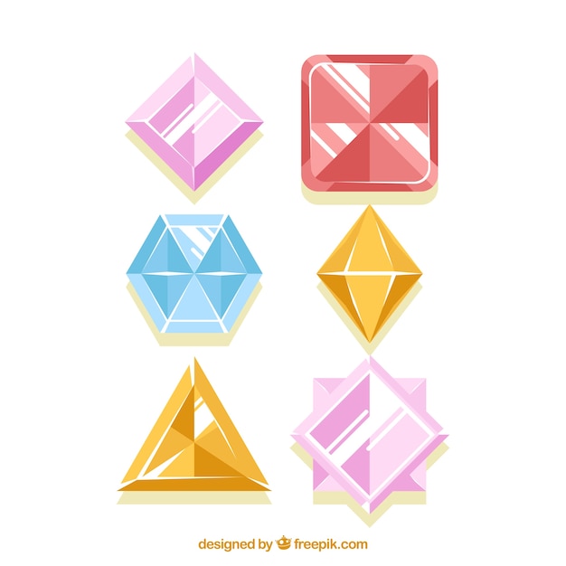 Various gemstones in flat design