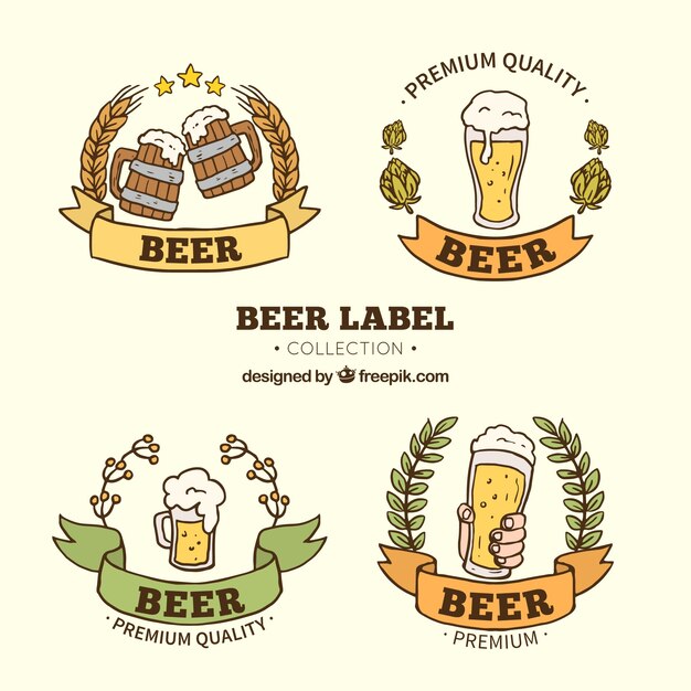 Various hand drawn beer stickers