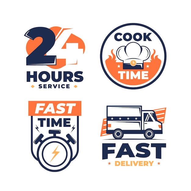 Various hand drawn delivery logo design