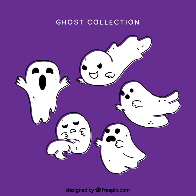 Various hand drawn halloween ghosts