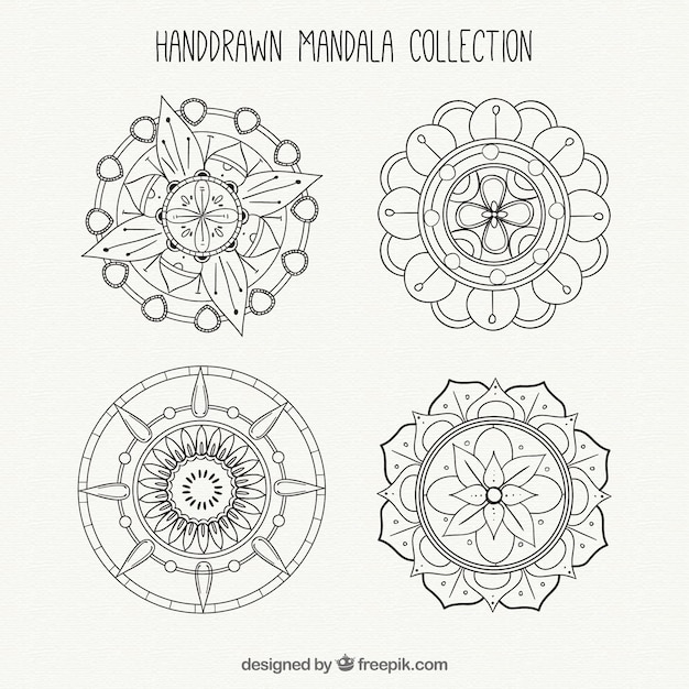 Free Vector various hand drawn mandalas 