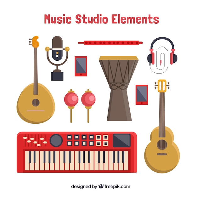 Free Vector various musical instruments in flat design